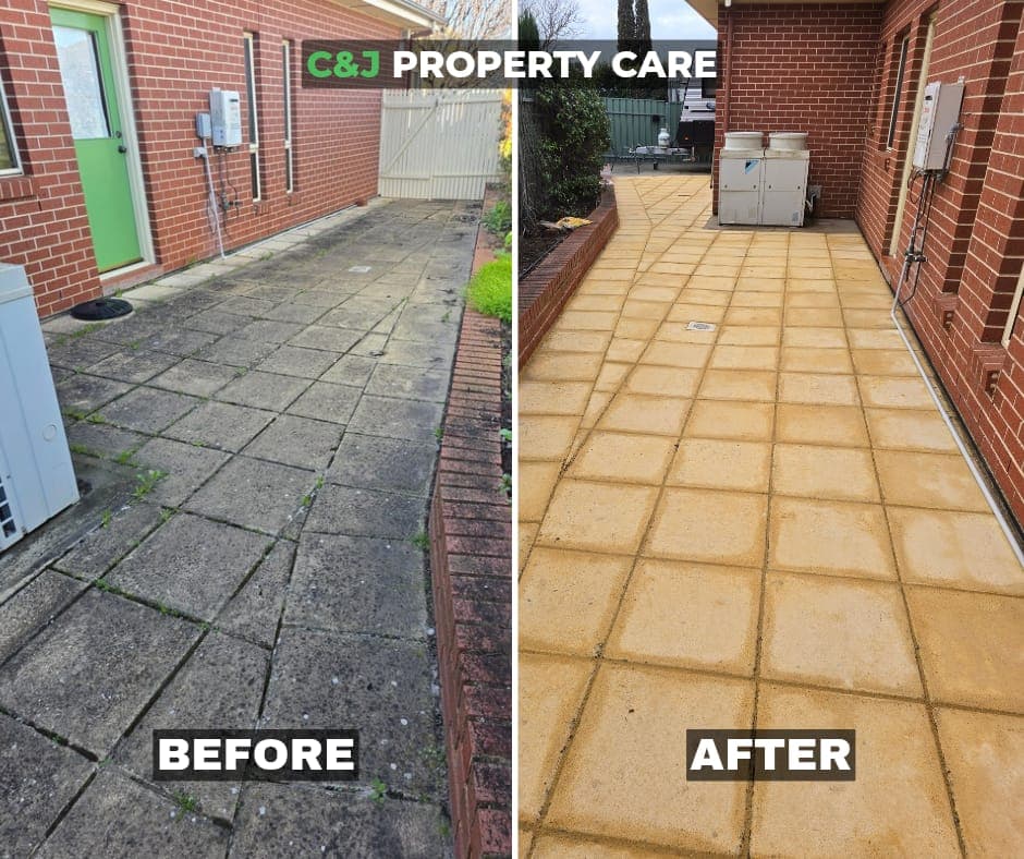Before and after pressure washing